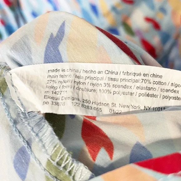 Eloquii Tie Strap Geometric Polka Dot Midi Dress Blue - Picture 6 of 7